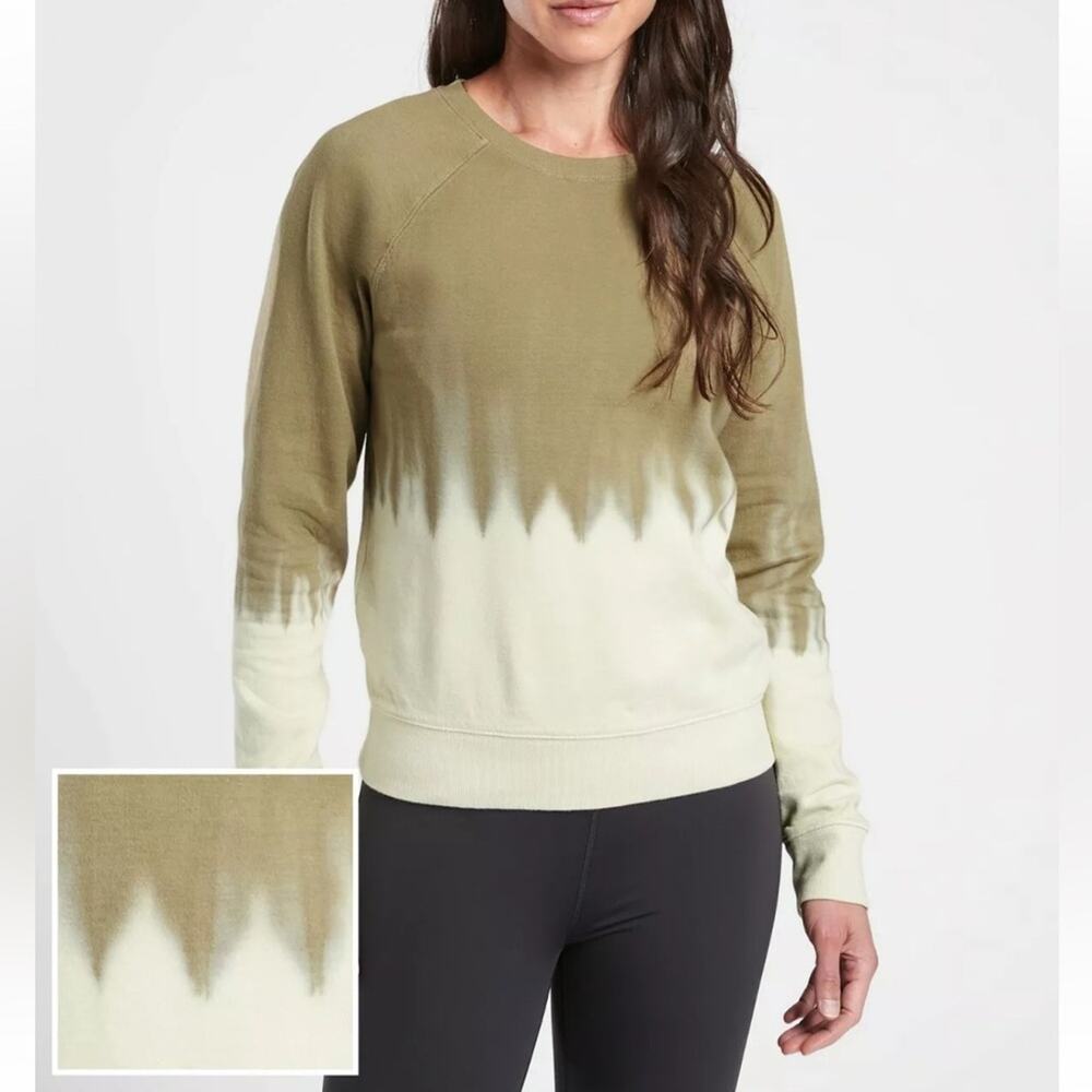 Athleta Sundown Dip Dye Sweatshirt Pullover Shadow Olive Size XXS